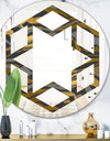 Angled lines and waves pattern - Modern Round or Oval Wall Mirror - Hexagon Star