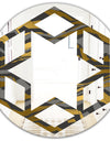 Angled lines and waves pattern - Modern Round or Oval Wall Mirror - Hexagon Star