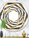 Angled lines and waves pattern - Modern Round or Oval Wall Mirror - Whirl