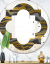 Angled lines and waves pattern - Modern Round or Oval Wall Mirror - Quatrefoil