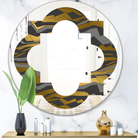 Angled lines and waves pattern - Modern Round or Oval Wall Mirror - Quatrefoil