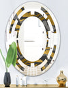 Angled lines and waves pattern - Modern Round or Oval Wall Mirror - Space