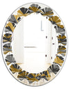 Angled lines and waves pattern - Modern Round or Oval Wall Mirror - Leaves