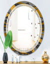Angled lines and waves pattern - Modern Round or Oval Wall Mirror - Triple C