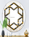 Angled lines and waves pattern - Modern Round or Oval Wall Mirror - Hexagon Star