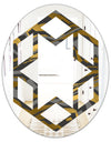 Angled lines and waves pattern - Modern Round or Oval Wall Mirror - Hexagon Star
