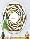 Angled lines and waves pattern - Modern Round or Oval Wall Mirror - Whirl