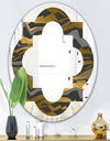 Angled lines and waves pattern - Modern Round or Oval Wall Mirror - Quatrefoil