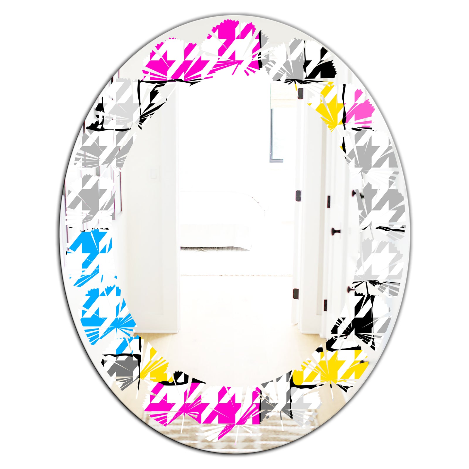 Classic Hounds - Modern Round or Oval Wall Mirror - Leaves
