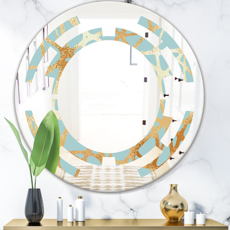 Golden Luxury Metallic Geometrics IV - Modern Round or Oval Wall Mirror - Space