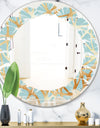 Golden Luxury Metallic Geometrics IV - Modern Round or Oval Wall Mirror - Leaves