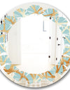Golden Luxury Metallic Geometrics IV - Modern Round or Oval Wall Mirror - Leaves