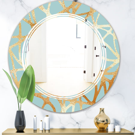 Golden Luxury Metallic Geometrics IV - Modern Round or Oval Wall Mirror - Triple C