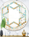 Golden Luxury Metallic Geometrics IV - Modern Round or Oval Wall Mirror - Hexagon Star