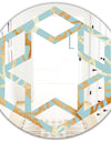 Golden Luxury Metallic Geometrics IV - Modern Round or Oval Wall Mirror - Hexagon Star