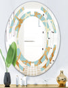 Golden Luxury Metallic Geometrics IV - Modern Round or Oval Wall Mirror - Space