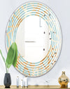 Golden Luxury Metallic Geometrics IV - Modern Round or Oval Wall Mirror - Wave