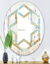 Golden Luxury Metallic Geometrics IV - Modern Round or Oval Wall Mirror - Hexagon Star