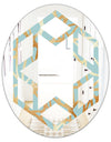 Golden Luxury Metallic Geometrics IV - Modern Round or Oval Wall Mirror - Hexagon Star