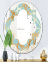 Golden Luxury Metallic Geometrics IV - Modern Round or Oval Wall Mirror - Quatrefoil