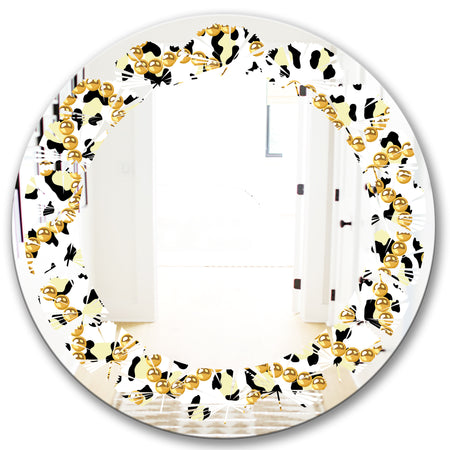 Leopard Fur Safari VI - Modern Round or Oval Wall Mirror - Leaves
