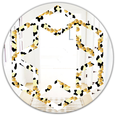 Leopard Fur Safari VI - Modern Round or Oval Wall Mirror - Hexagon Star