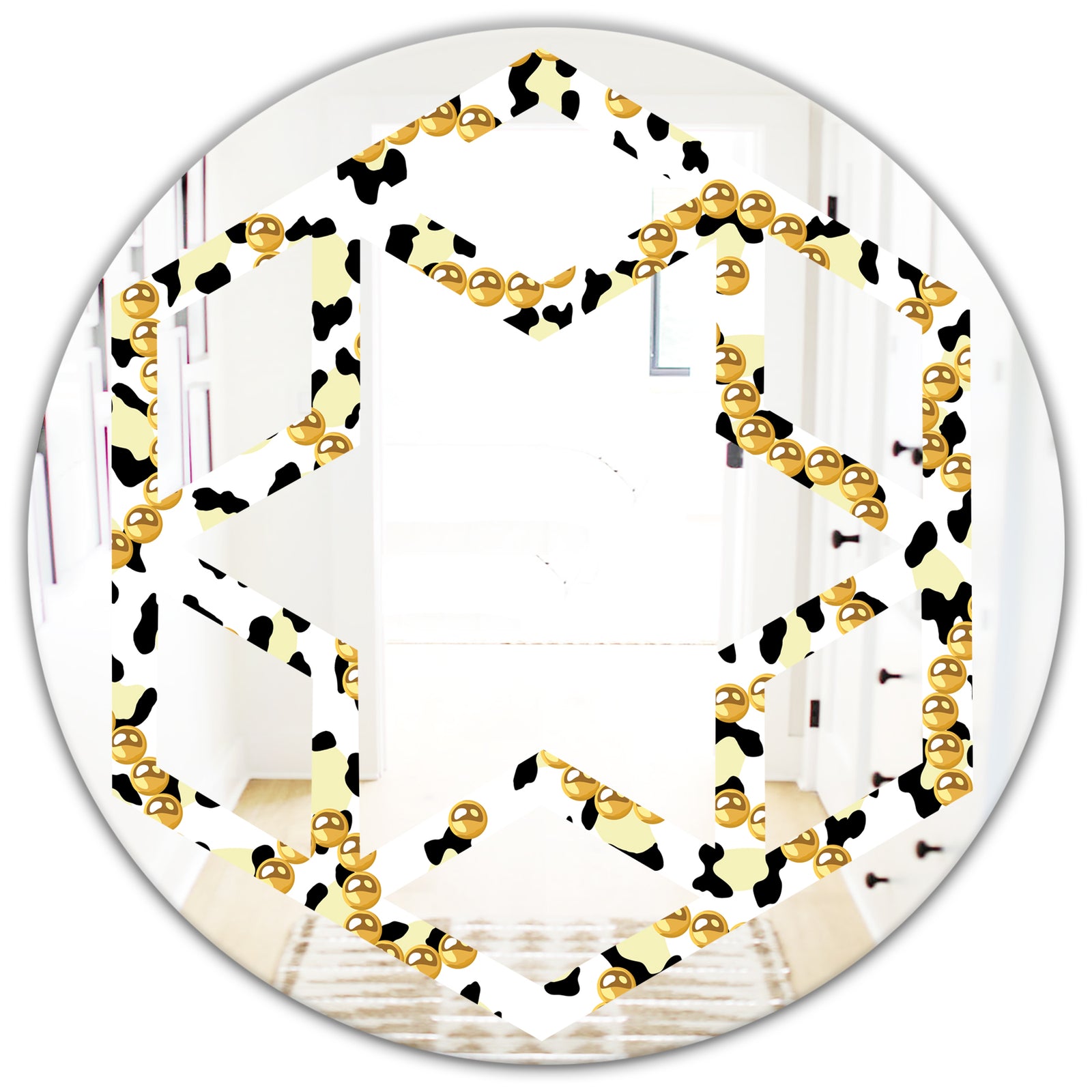 Leopard Fur Safari VI - Modern Round or Oval Wall Mirror - Hexagon Star