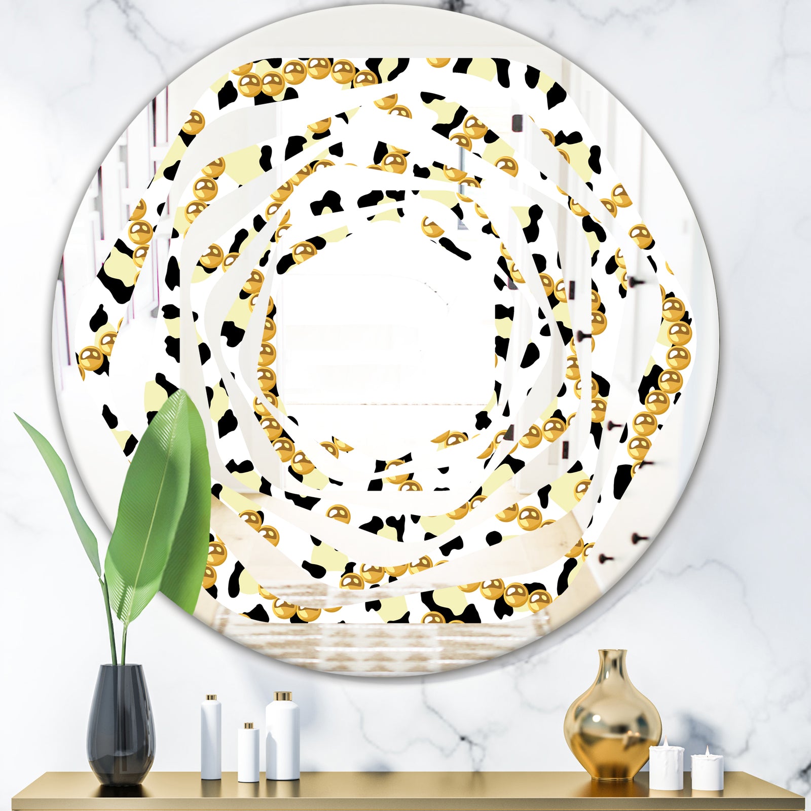 Leopard Fur Safari VI - Modern Round or Oval Wall Mirror - Whirl
