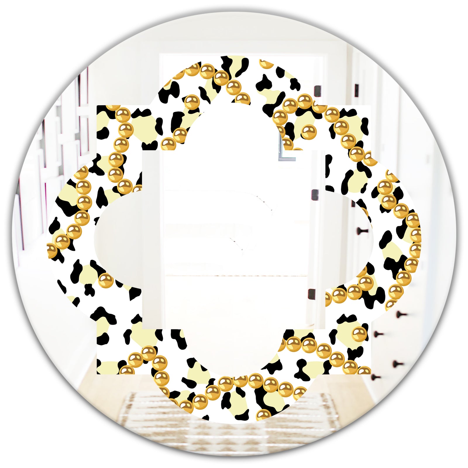 Leopard Fur Safari VI - Modern Round or Oval Wall Mirror - Quatrefoil
