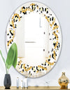 Leopard Fur Safari VI - Modern Round or Oval Wall Mirror - Leaves