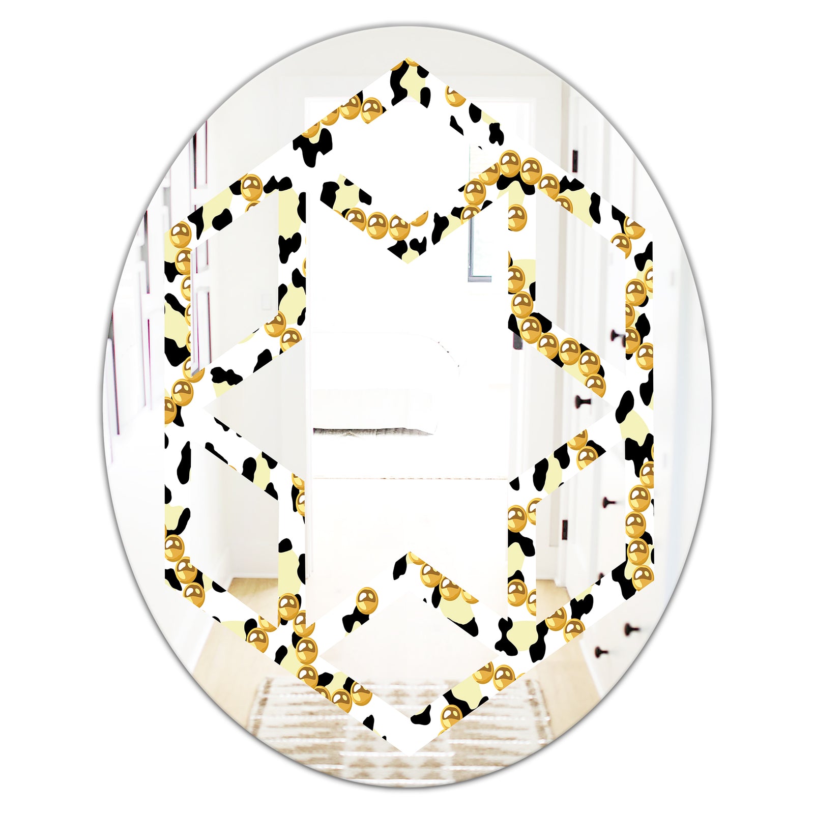 Leopard Fur Safari VI - Modern Round or Oval Wall Mirror - Hexagon Star