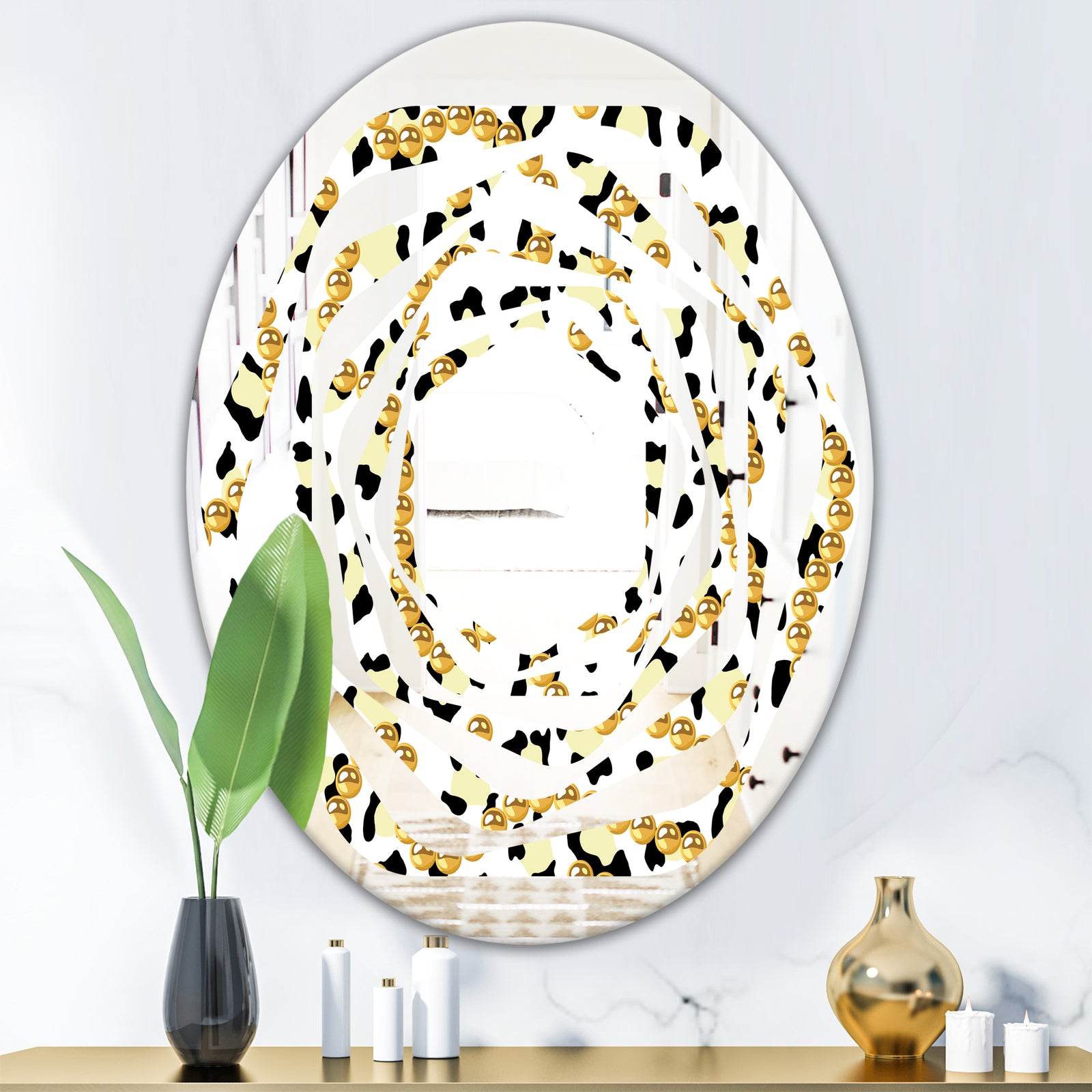 Leopard Fur Safari VI - Modern Round or Oval Wall Mirror - Whirl