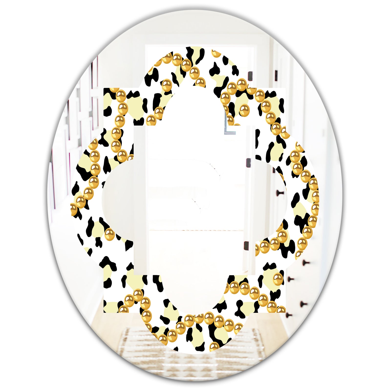 Leopard Fur Safari VI - Modern Round or Oval Wall Mirror - Quatrefoil
