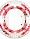 Coral Pink Butterflies - Modern Round or Oval Wall Mirror - Space