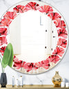 Coral Pink Butterflies - Modern Round or Oval Wall Mirror - Leaves