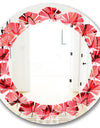 Coral Pink Butterflies - Modern Round or Oval Wall Mirror - Leaves