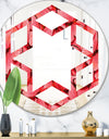 Coral Pink Butterflies - Modern Round or Oval Wall Mirror - Hexagon Star