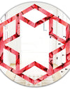 Coral Pink Butterflies - Modern Round or Oval Wall Mirror - Hexagon Star