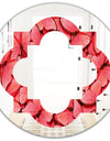 Coral Pink Butterflies - Modern Round or Oval Wall Mirror - Quatrefoil