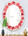 Coral Pink Butterflies - Modern Round or Oval Wall Mirror - Leaves