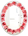 Coral Pink Butterflies - Modern Round or Oval Wall Mirror - Leaves