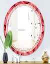 Coral Pink Butterflies - Modern Round or Oval Wall Mirror - Triple C