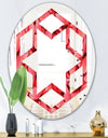 Coral Pink Butterflies - Modern Round or Oval Wall Mirror - Hexagon Star