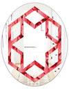 Coral Pink Butterflies - Modern Round or Oval Wall Mirror - Hexagon Star