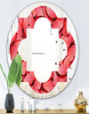 Coral Pink Butterflies - Modern Round or Oval Wall Mirror - Quatrefoil