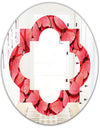 Coral Pink Butterflies - Modern Round or Oval Wall Mirror - Quatrefoil