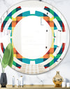 Tartan Geometrical Texture III - Modern Round or Oval Wall Mirror - Space