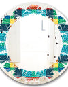 Tartan Geometrical Texture III - Modern Round or Oval Wall Mirror - Leaves