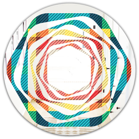 Tartan Geometrical Texture III - Modern Round or Oval Wall Mirror - Whirl