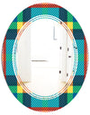 Tartan Geometrical Texture III - Modern Round or Oval Wall Mirror - Triple C